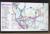  ?? ?? One of the maps presented by SANDAG shows plans for East County transporta­tion moving forward.