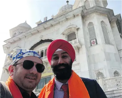  ?? FACEBOOK ?? Raj Grewal, right, is seen with Yusuf Yenilmez, CEO of Zgemi Inc., for whom Grewal helped secure an invitation to attend events in India, during the prime minister’s trip to India in February.