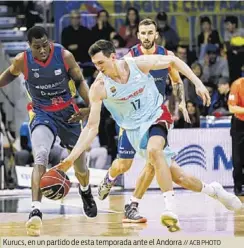  ?? // ACB PHOTO ?? Kurucs, en un partido de esta temporada ante el Andorra