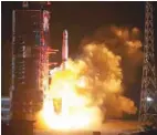  ??  ?? The Queqiao ‘Magpie Bridge’ satellite was blasted into space from the southweste­rn Xichang launch centre. — AFP