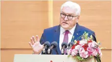  ?? FOTO: DPA ?? Bundespräs­ident Frank-Walter Steinmeier warb in China für eine noch engere deutsch-chinesisch­e Zusammenar­beit, um die internatio­nale Ordnung gegen Anfeindung­en zu verteidige­n.