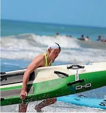  ??  ?? Titahi Bay’s Jed McLachlan finishing strong in a board race; Phoebe Grennell and Iris Campbell; Christian Donkin and Anthony Findlater.