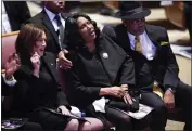  ?? ANDREW NELLES — THE TENNESSEAN VIA AP ?? Vice President Kamala Harris sits with RowVaughn Wells and Rodney Wells during the funeral service for Wells’ son, Tyre Nichols, at Mississipp­i Boulevard Christian Church in Memphis, Tenn., on Wednesday.