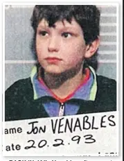  ??  ?? BACK IN JAIL: Venables after arrest