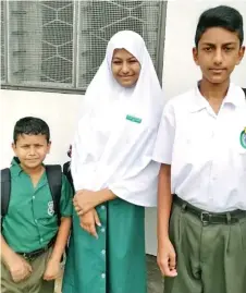  ?? ?? From left: Abdul Ayaan (year 4), Aisha Alia (year 9) and Abdul Zafar (year 11).