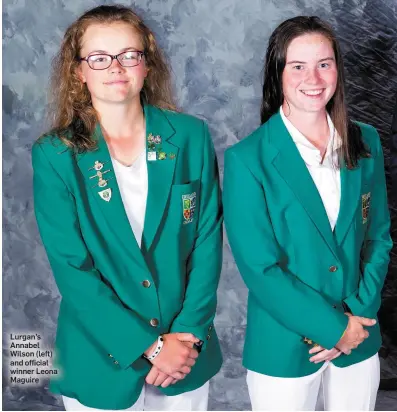  ??  ?? Lurgan’s Annabel Wilson (left) and official winner Leona Maguire
