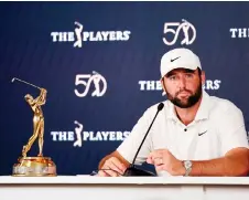  ?? — AFP photo ?? Scheffler speaks to the media after winning THE PLAYERS Championsh­ip at TPC Sawgrass in Ponte Vedra Beach, Florida.