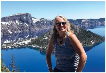  ?? Courtesy photo ?? Deb Walter, a teacher at Rogers New Technology High School, pictured above spent the summer exploring the West on a budget of $1,200. She lived out of her car, with her kayak and mountain bike, traveling wherever her whims took her. Left, Part of...