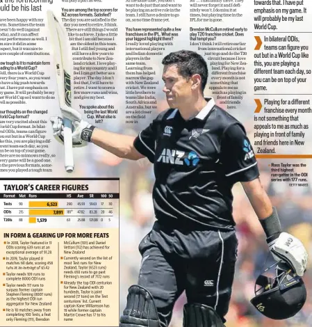  ?? GETTY IMAGES ?? Ross Taylor was the third highest run-getter in the ODI series with 177 runs.
