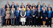  ??  ?? PM Narendra Modi poses for a photograph with the members of European Parliament during a call on, in New Delhi, Monday