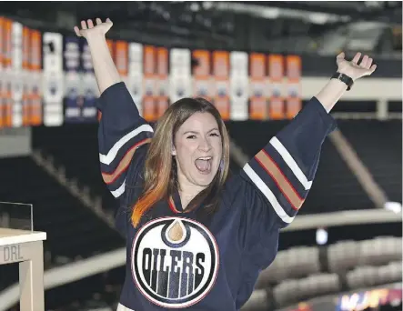  ?? ED KAISER ?? The last time Krista MacDonald saw the Oilers in a playoff game was more than 10 years ago in North Carolina. This time she’ll be cheering them on from Rogers Place.
