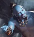  ??  ?? Will Smith’s blue Genie is larger than life in the live-action “Aladdin.”