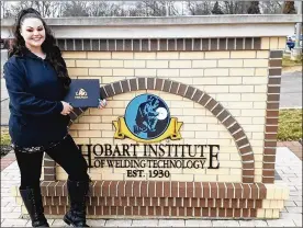  ??  ?? Franceska Armstrong, 27, of Dayton earned her structural welding certificat­ion at the Hobart Institute of Welding Technology this year.