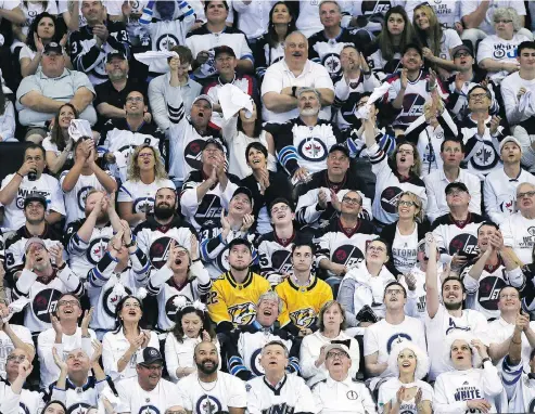  ?? JOHN WOODS / THE CANADIAN PRESS VIA THE ASSOCIATED PRESS ?? It will be nail-biting time for Winnipeg Jets fans for Game 7 of the second-round playoff series at Nashville on Thursday night.
