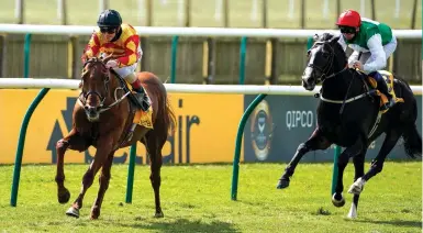  ??  ?? The Mark Johnston-trained Sir Ron Priestley (left) lands Saturday’s Group Two Jockey Club Stakes