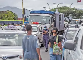  ?? Photo: Leon Lord ?? Police patrol at Suva City on Saturday, July 3, 2021.