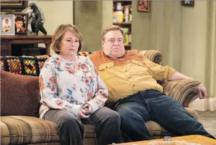  ?? ABC ?? Roseanne Barr, left, and John Goodman star in the reboot of Roseanne, which features a largely intact original cast, along with similar themes.