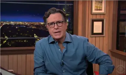  ?? Photograph: YouTube ?? Stephen Colbert on the debate rule change: ‘While we’re at it, how about a fast-forward button? Just zip straight to November 3.’