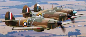  ??  ?? Patrolling the skies: Hurricanes head to Dover in the commemorat­ive flight