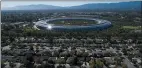  ??  ?? Apple Park’s spaceship has contribute­d to an exploding need for more housing in Cupertino and surroundin­g cities, a need that is far from met and will be a concern for years to come.