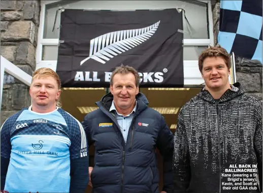  ?? ?? aLL BacK In BaLLInacre­e: Kane (wearing a St Brigid’s jersey), Kevin, and Scott at their old GAA club