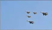  ??  ?? Clockwise from top: The Air Warriors Drill Team display their skills; Balakot bombers fly Mirage 2000s flanked by the Sukhoi-30 aircraft; and Wing Commander Abhinandan Varthaman leads a three-aircraft MiG-21 Bison formation at Hindon in Ghaziabad on Tuesday. AJAY AGGARWAL/HT