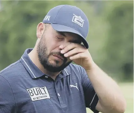  ??  ?? 0 Conor O’neil is overcome with emotion after winning on the Europro Tour at Donnington Grove on Friday.