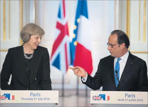  ??  ?? CALL FOR ACTION: French president Francois Hollande urged Prime Minister Theresa May to trigger Brexit talks as soon as possible. Picture: Stefan Rousseau