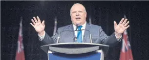  ?? CHRIS YOUNG/THE CANADIAN PRESS FILE PHOTO ?? Ontario Tory leader Doug Ford vows to find 4 per cent in “efficienci­es” in the provincial budget.