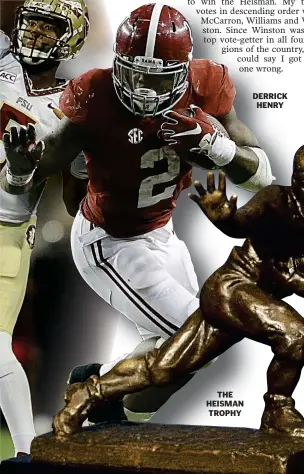  ?? AP PHOTOS DERRICK HENRY ?? THE HEISMAN TROPHY