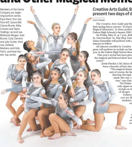  ??  ?? Members of the Senior Company are, beginning bottom center, Elyse Rann; first row, from left, Gracie Bell, Cianna Bruner, Abby Crossen and Taylor Stallings; second row, McKenzie Morgan, Ariel Bruner, Carly Clement and Julia Tucker; third row, Stefanie Medrano and Holly Potts, and Kate Havelin, top center.