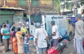  ?? ANI ?? An official makes people aware of the situation and measures being taken by the government regarding Cyclone Yaas, in Kolkata on Sunday.