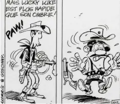  ?? Foto: Mediatoon ?? Originalen­twurf für die „Dalton Ballade“der Comic Serie „Lucky Luke“(1978) mit dem Helden, der schneller ist als sein Schatten.