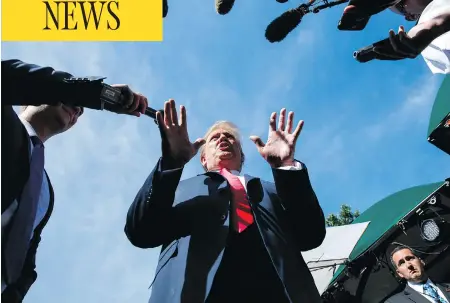  ?? EVAN VUCCI / THE ASSOCIATED PRESS ?? U.S. President Donald Trump covered a wide variety of subjects while speaking to reporters Friday on the North Lawn of the White House.