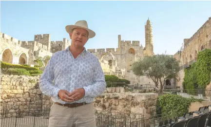  ?? (Marc Israel Sellem/The Jerusalem Post) ?? BRITISH ACTOR Hugh Bonneville at the Tower of David Museum during his two-week visit to Israel.