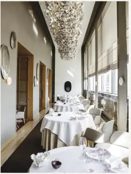  ??  ?? (From top) Salon Park Lane, Alain Ducasse at The Dorchester; one of The Curtain’s Loft Terrace Rooms