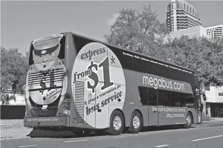  ?? PROVIDED BY MEGABUS ?? Megabus, in partnershi­p with Miller Transporta­tion, looks at expanded service options to more than 50 Midwest cities.