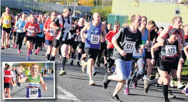  ?? Pics: David Belshaw ?? Runners taking part in the Accrington Road Run 10k at the weekend