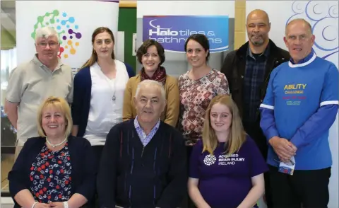  ??  ?? Back row: Tommy Ellis, Acquired Brain Injury Ireland (ABII); Mary O’Connor, Irish Wheelchair Associatio­n (IWA); Nicola O’Connor, Windmill Therapeuti­c Unit; Natasha Horgan (ABII), Paul McGrath, patron; Ben Bernie, County Wexford Community Workshop;...