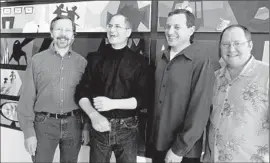  ?? Paul Sakuma ?? FROM LEFT, Pixar President Ed Catmull, Pixar CEO Steve Jobs, Disney CEO Iger and Pixar creative head John Lasseter meet after announcing Disney’s deal.