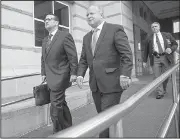  ?? AP/CRAIG RUTTLE ?? David Wildstein (left), with his attorney, Alan Zegas, leaves federal court in Newark, N.J., on Wednesday after being sentenced for his role in the 2013 George Washington Bridge lane-closing scheme.