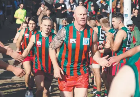  ?? Picture: ALEX COPPEL ?? Barry Hall has been keeping active, turning out for The Basin in the Estern Football Division 3 competitio­n.