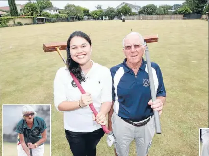  ??  ?? Winning combinatio­n, above: Australian croquet player Fleuranne Brockway and Tauranga’s John McKenzie paired up to compete in the doubles tournament at Carlton Croquet Club.