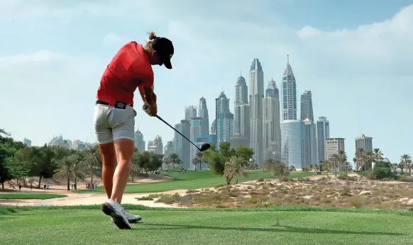  ??  ?? ABOVE Anne van Dam mixes grace with pure power – the next stage of the female golfer’s evolution.