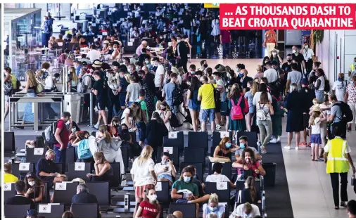  ??  ?? We’ve got to split from Split: Holidaymak­ers wait for flights back before this morning’s 4am deadline