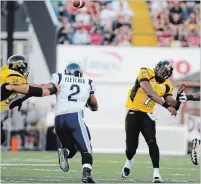  ?? GARY YOKOYAMA THE HAMILTON SPECTATOR ?? Casey Printers launches one against the Argos on Sept. 1, 2008.