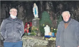  ?? (Pic: John Ahern) ?? Francis Sweeney and Michael Martin were at the Mass Rock in Glenville last Friday evening for a vigil in memory of Offaly school teacher, Ashling Murphy.