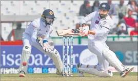  ?? ?? Ravindra Jadeja in action during Day 2 of the first Test in Mohali on Saturday.