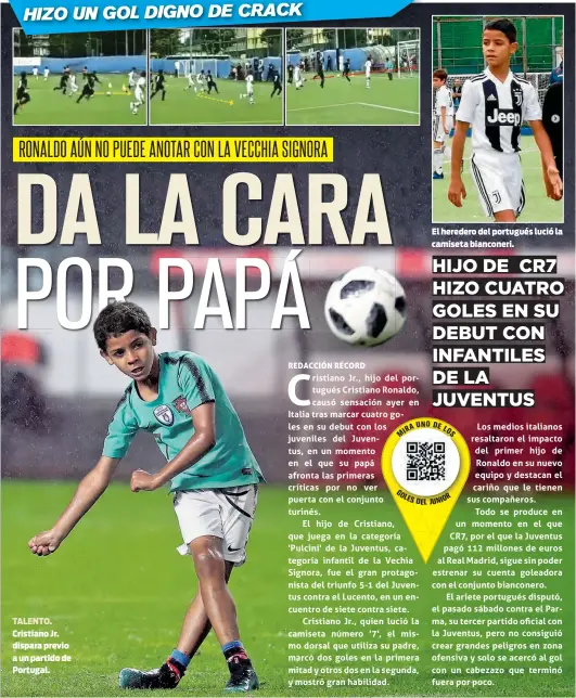  ??  ?? TALENTO. Cristiano Jr. dispara previo a un partido de Portugal.