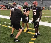  ?? STAFF FILE PHOTO ?? The Bengals have rehired offensive line coach Frank Pollack, who left in 2018when Marvin Lewiswas let go, andmade him the run game coordinato­r.